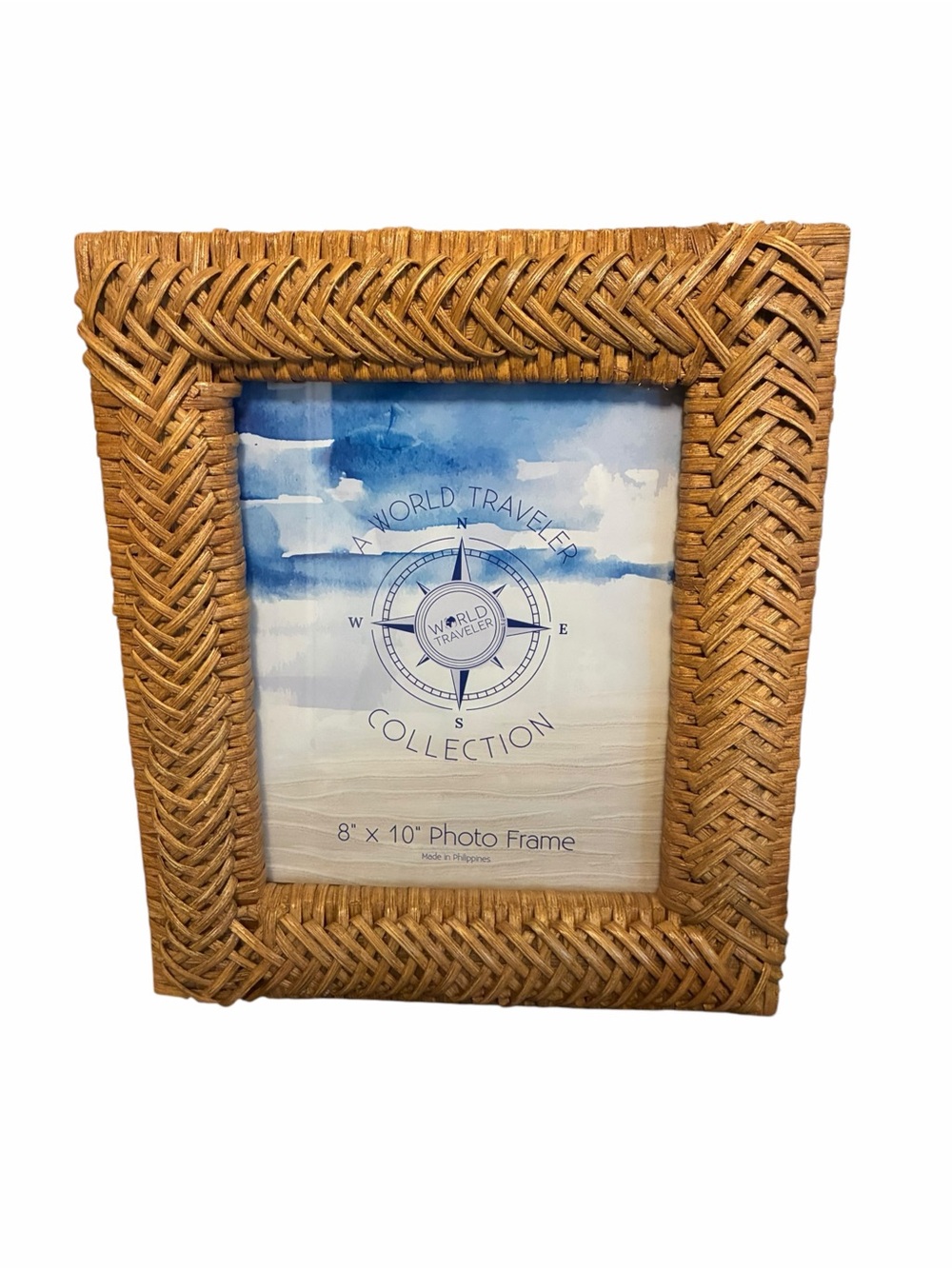 A World Traveler Collection Woven Rattan 8x10 Photo Frame Natural Wicker Boho